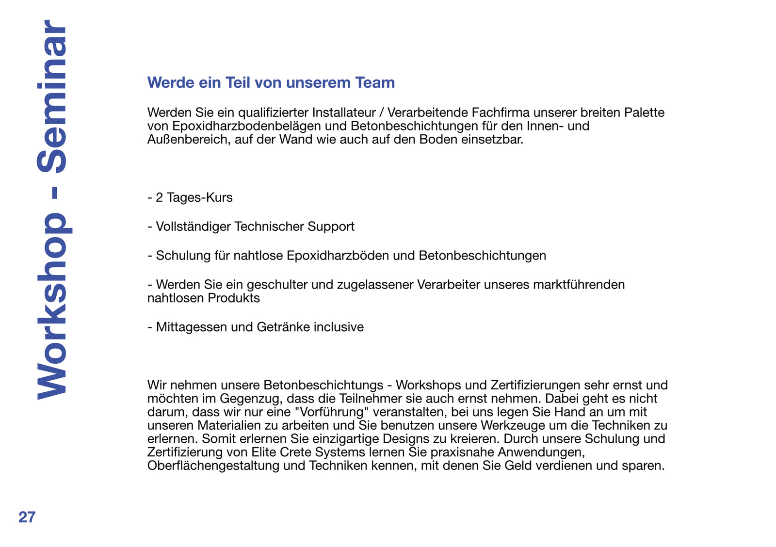 Katalog Elite Crete Systems Deutschland